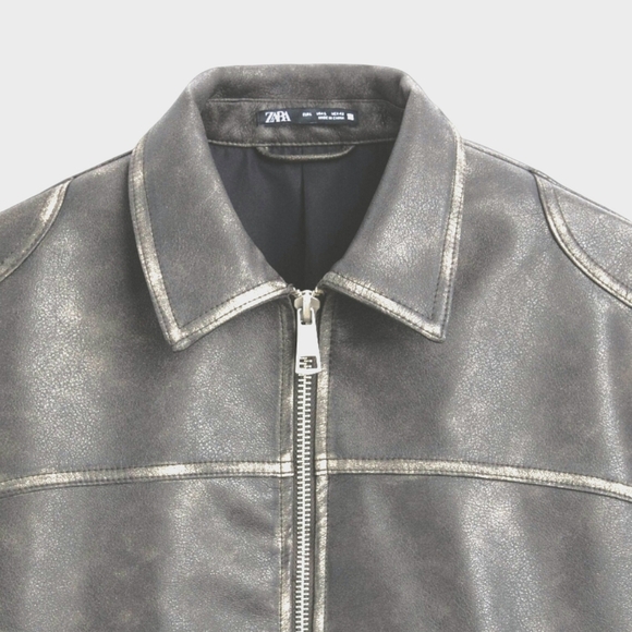 ZARA Faux Leather Washed Jacket - Picture 3 of 16